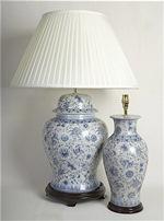 ALEXANDERS  PALE BLUE FLORAL TEMPLE JAR LAMP